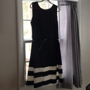 Black and white scoop neck dress